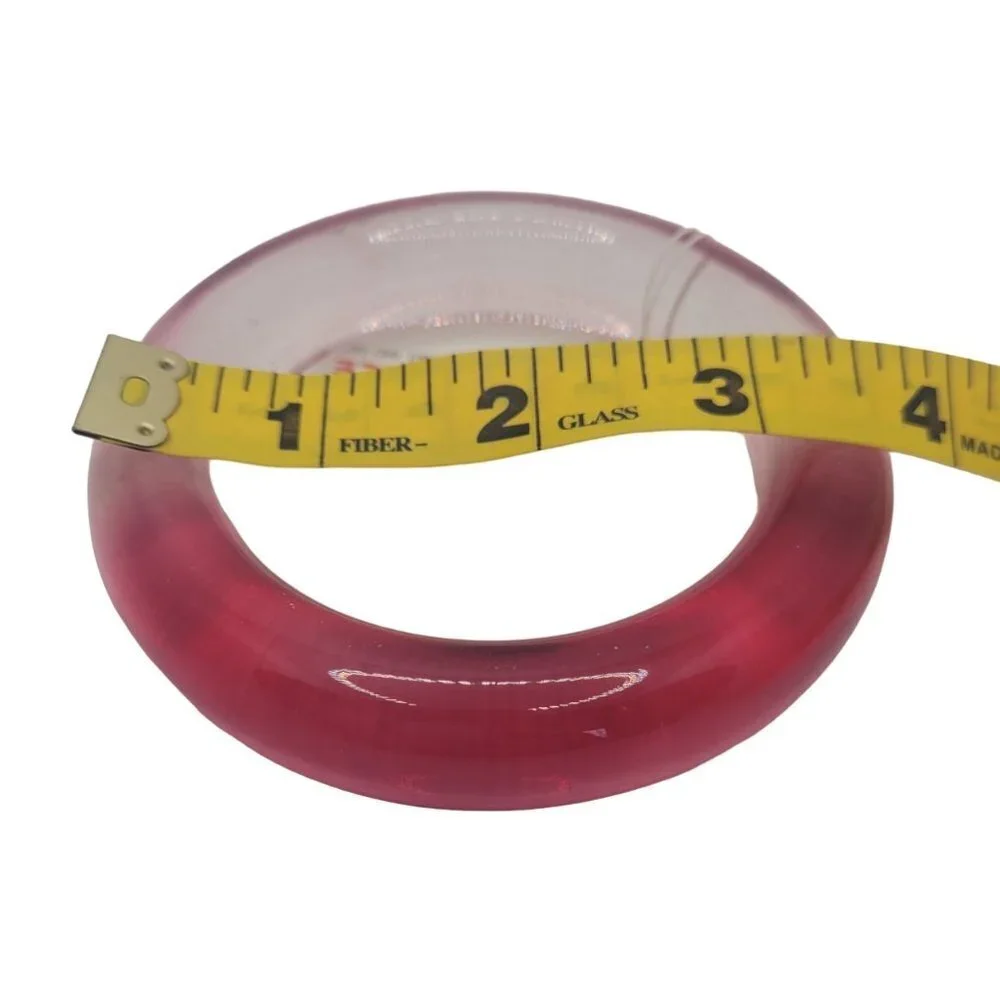 Solid Thick Bangle Bracelet, Clear / Cloudy Pink